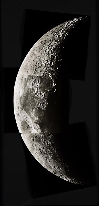 ADOLF VOIGT & HANS GIEBLER (active 1950s-2000s) An elegant series of 15 detailed photographs of the moon's surface on 5 panels, depict